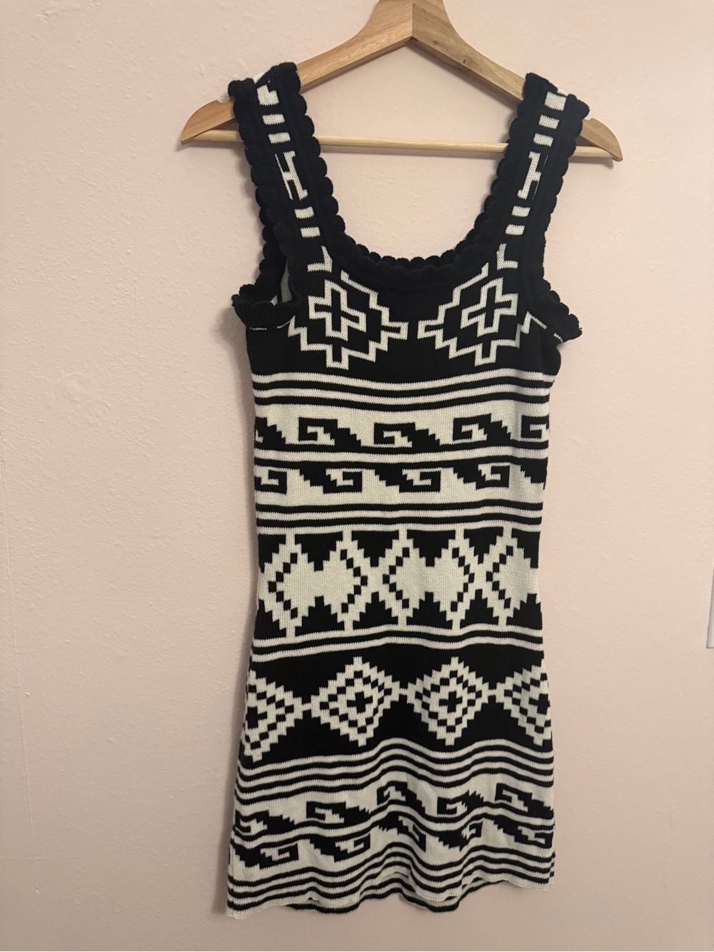 Beach Riot Black & White Geometric Knit Mini Dress